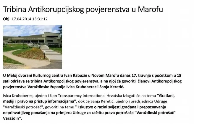 Tribina Antikorupcijskog povjerenstva Varaždinske županije