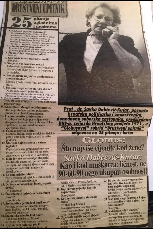 10 godina od smrti Savke Dabčević-Kučar : Držim do pouzadnosti i poštenja