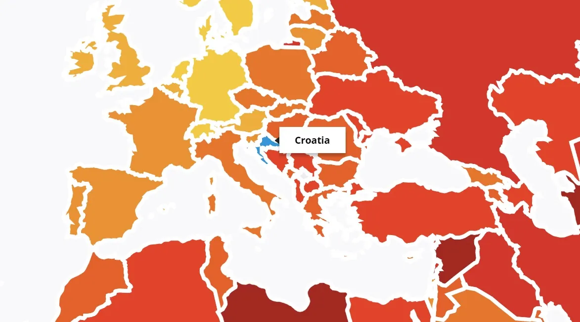 Hrvatska i dalje korumpirana 47.bodova 63.mjesto